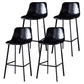 Modern Armless Backrest Counter Stool Iron Household Bar Stool with Leather Cushion Gloss Black 4 Piece Set Bar Stool(30"H) Clearhalo 'Bar Furniture' 'Bar Stools' 'bar_stools' 'furn' 'furn_bar_stools' 'furniture_bar_stools' 'Kitchen & Dining Furniture' 'kitchen&dining_furn' 'kitchen' 'kitchen_furn' Furniture' 4263184