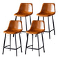 Modern Armless Backrest Counter Stool Iron Household Bar Stool with Leather Cushion Light Brown 4 Piece Set Counter Stool(26"H) Clearhalo 'Bar Furniture' 'Bar Stools' 'bar_stools' 'furn' 'furn_bar_stools' 'furniture_bar_stools' 'Kitchen & Dining Furniture' 'kitchen&dining_furn' 'kitchen' 'kitchen_furn' Furniture' 4263185