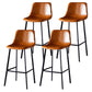 Modern Armless Backrest Counter Stool Iron Household Bar Stool with Leather Cushion Light Brown 4 Piece Set Bar Stool(30"H) Clearhalo 'Bar Furniture' 'Bar Stools' 'bar_stools' 'furn' 'furn_bar_stools' 'furniture_bar_stools' 'Kitchen & Dining Furniture' 'kitchen&dining_furn' 'kitchen' 'kitchen_furn' Furniture' 4263186