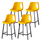 Modern Armless Backrest Counter Stool Iron Household Bar Stool with Leather Cushion Yellow 4 Piece Set Counter Stool(26"H) Clearhalo 'Bar Furniture' 'Bar Stools' 'bar_stools' 'furn' 'furn_bar_stools' 'furniture_bar_stools' 'Kitchen & Dining Furniture' 'kitchen&dining_furn' 'kitchen' 'kitchen_furn' Furniture' 4263189