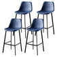 Modern Armless Backrest Counter Stool Iron Household Bar Stool with Leather Cushion Royal Blue 4 Piece Set Bar Stool(30"H) Clearhalo 'Bar Furniture' 'Bar Stools' 'bar_stools' 'furn' 'furn_bar_stools' 'furniture_bar_stools' 'Kitchen & Dining Furniture' 'kitchen&dining_furn' 'kitchen' 'kitchen_furn' Furniture' 4263194
