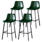 Modern Armless Backrest Counter Stool Iron Household Bar Stool with Leather Cushion Blackish Green 4 Piece Set Bar Stool(30"H) Clearhalo 'Bar Furniture' 'Bar Stools' 'bar_stools' 'furn' 'furn_bar_stools' 'furniture_bar_stools' 'Kitchen & Dining Furniture' 'kitchen&dining_furn' 'kitchen' 'kitchen_furn' Furniture' 4263204