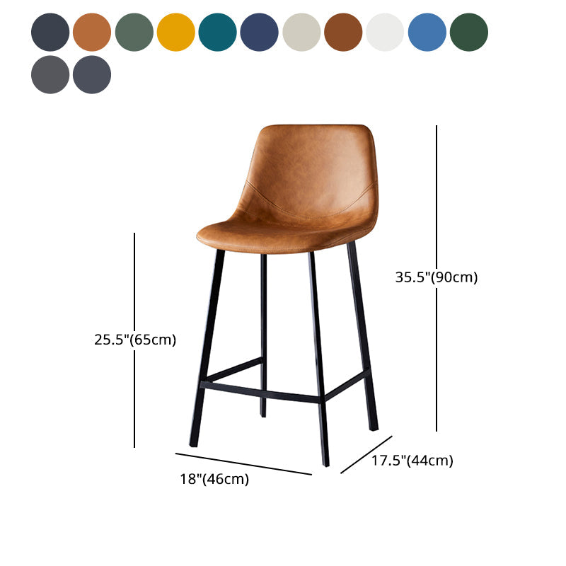 Modern Armless Backrest Counter Stool Iron Household Bar Stool with Leather Cushion Clearhalo 'Bar Furniture' 'Bar Stools' 'bar_stools' 'furn' 'furn_bar_stools' 'furniture_bar_stools' 'Kitchen & Dining Furniture' 'kitchen&dining_furn' 'kitchen' 'kitchen_furn' Furniture' 4263209