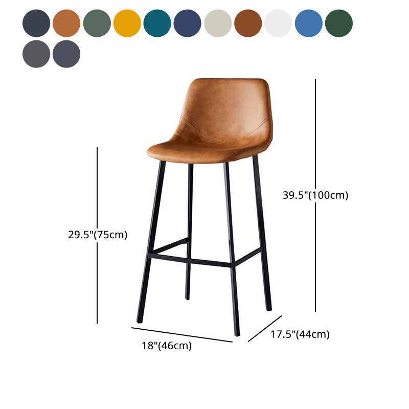 Modern Armless Backrest Counter Stool Iron Household Bar Stool with Leather Cushion Clearhalo 'Bar Furniture' 'Bar Stools' 'bar_stools' 'furn' 'furn_bar_stools' 'furniture_bar_stools' 'Kitchen & Dining Furniture' 'kitchen&dining_furn' 'kitchen' 'kitchen_furn' Furniture' 4263210