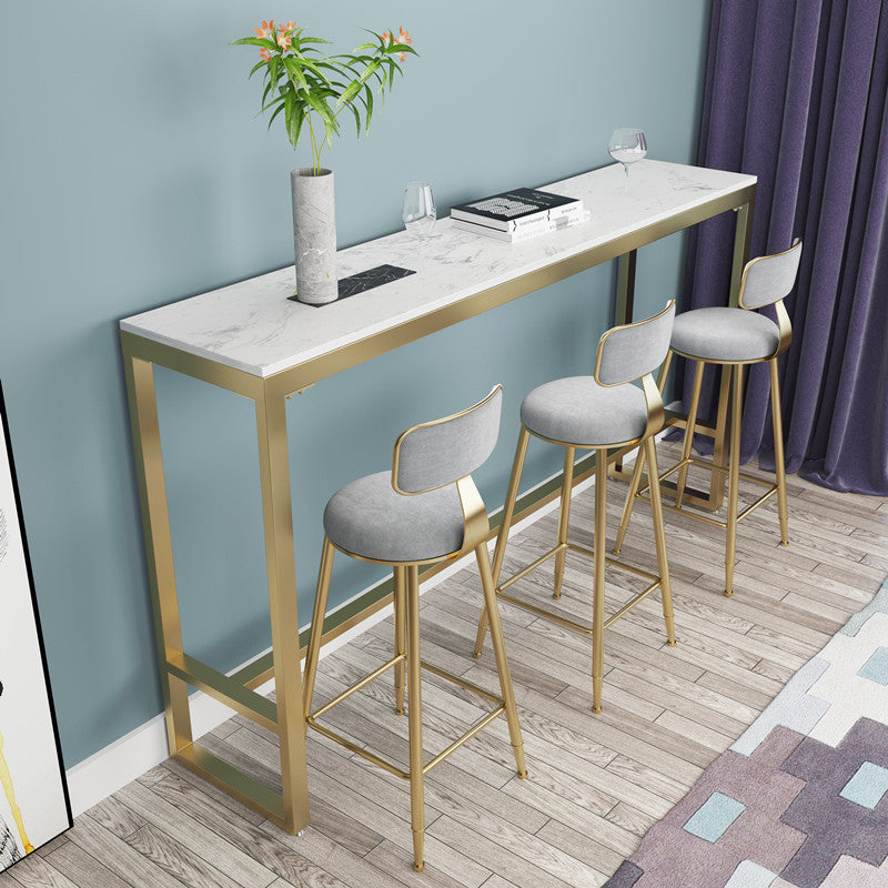 Glam Counter Round Bar Stool Armless Velvet Bar Stool with Iron Base and Footrest Clearhalo 'Bar Furniture' 'Bar Stools' 'bar_stools' 'furn' 'furn_bar_stools' 'furniture_bar_stools' 'Kitchen & Dining Furniture' 'kitchen&dining_furn' 'kitchen' 'kitchen_furn' Furniture' 4263233