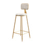 Glam Counter Round Bar Stool Armless Velvet Bar Stool with Iron Base and Footrest White Clearhalo 'Bar Furniture' 'Bar Stools' 'bar_stools' 'furn' 'furn_bar_stools' 'furniture_bar_stools' 'Kitchen & Dining Furniture' 'kitchen&dining_furn' 'kitchen' 'kitchen_furn' Furniture' 4263236