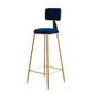 Glam Counter Round Bar Stool Armless Velvet Bar Stool with Iron Base and Footrest Blue Clearhalo 'Bar Furniture' 'Bar Stools' 'bar_stools' 'furn' 'furn_bar_stools' 'furniture_bar_stools' 'Kitchen & Dining Furniture' 'kitchen&dining_furn' 'kitchen' 'kitchen_furn' Furniture' 4263238