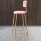 Glam Counter Round Bar Stool Armless Velvet Bar Stool with Iron Base and Footrest Clearhalo 'Bar Furniture' 'Bar Stools' 'bar_stools' 'furn' 'furn_bar_stools' 'furniture_bar_stools' 'Kitchen & Dining Furniture' 'kitchen&dining_furn' 'kitchen' 'kitchen_furn' Furniture' 4263243