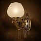 Flower Bud Milk Glass Wall Lamp Antiqued 1-Head Bedroom Wall Light Sconce in Brass Clearhalo 'Wall Lamps & Sconces' 'Wall Lights' Lighting' 42691727175517_.pic