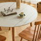 Contemporary Round Dining Table White Sintered Stone Table with 4 Cherry Wood Legs Clearhalo ' dining_table' 'Dining Tables & Seating' 'Dining Tables' 'furn' 'furn_dining_table' 'Furniture' 'furniture_dining_table' 'Kitchen & Dining Furniture' 'kitchen&dining_furn' 'kitchen' 'kitchen_dining_table' 4271014