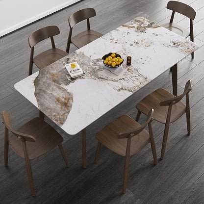 Mid-Century Modern Rectangle Dining Table Sintered Stone Table with 4 Solid Wood Legs Pandora Gold Without Chairs Clearhalo ' dining_table' 'Dining Tables & Seating' 'Dining Tables' 'furn' 'furn_dining_table' 'Furniture' 'furniture_dining_table' 'Kitchen & Dining Furniture' 'kitchen&dining_furn' 'kitchen' 'kitchen_dining_table' 4271036