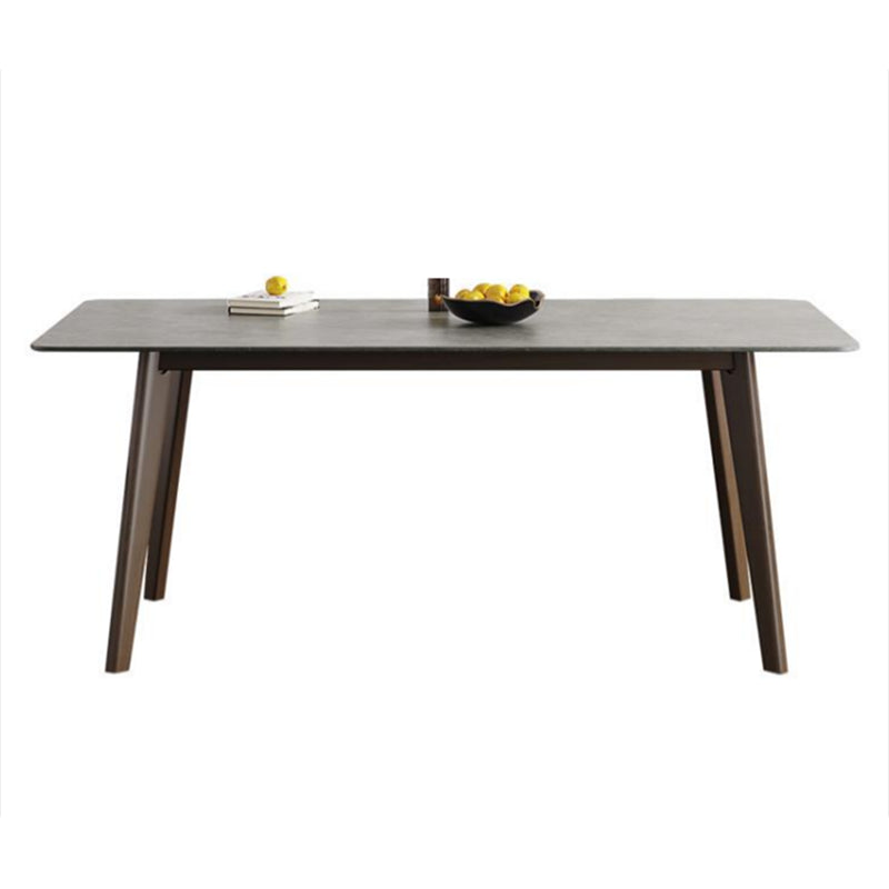 Mid-Century Modern Rectangle Dining Table Sintered Stone Table with 4 Solid Wood Legs Gray Without Chairs Clearhalo ' dining_table' 'Dining Tables & Seating' 'Dining Tables' 'furn' 'furn_dining_table' 'Furniture' 'furniture_dining_table' 'Kitchen & Dining Furniture' 'kitchen&dining_furn' 'kitchen' 'kitchen_dining_table' 4271037