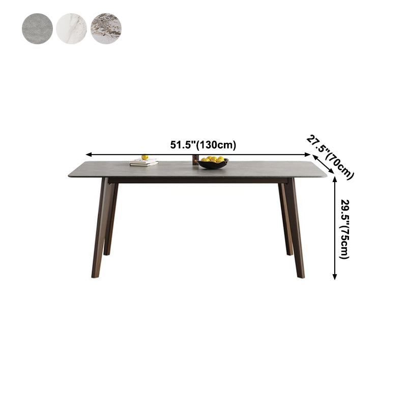 Mid-Century Modern Rectangle Dining Table Sintered Stone Table with 4 Solid Wood Legs Clearhalo ' dining_table' 'Dining Tables & Seating' 'Dining Tables' 'furn' 'furn_dining_table' 'Furniture' 'furniture_dining_table' 'Kitchen & Dining Furniture' 'kitchen&dining_furn' 'kitchen' 'kitchen_dining_table' 4271043