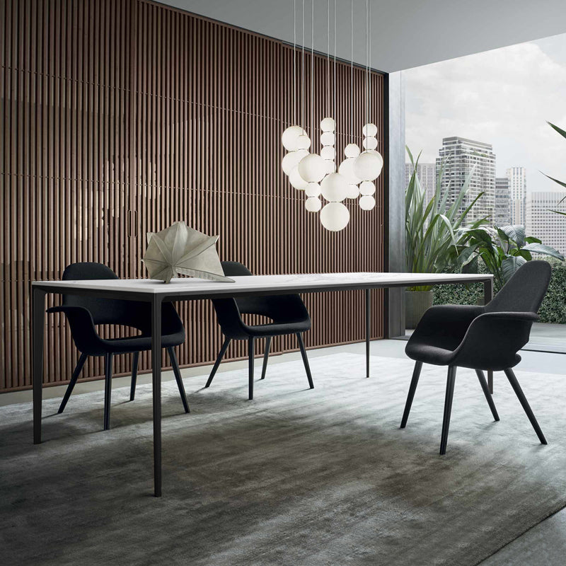 Industrial Style Sintered Stone Table 4 Legs Black Base Rectangle Table Clearhalo ' dining_table' 'Dining Tables & Seating' 'Dining Tables' 'furn' 'furn_dining_table' 'Furniture' 'furniture_dining_table' 'Kitchen & Dining Furniture' 'kitchen&dining_furn' 'kitchen' 'kitchen_dining_table' 4271048