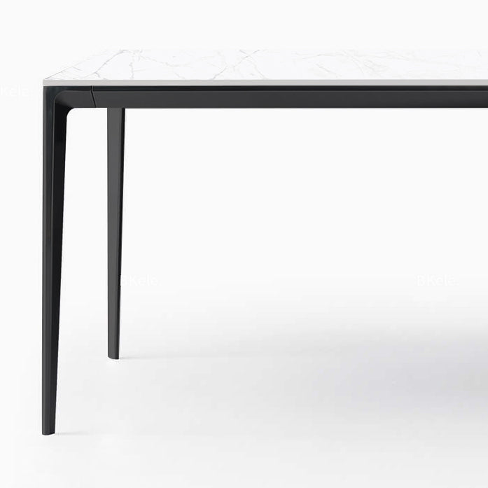 Industrial Style Sintered Stone Table 4 Legs Black Base Rectangle Table Clearhalo ' dining_table' 'Dining Tables & Seating' 'Dining Tables' 'furn' 'furn_dining_table' 'Furniture' 'furniture_dining_table' 'Kitchen & Dining Furniture' 'kitchen&dining_furn' 'kitchen' 'kitchen_dining_table' 4271054