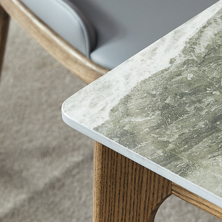 Mid-Century Modern Rectangle Dining Table Grey Sintered Stone Table with 4 Ash Solid Wood Legs Clearhalo ' dining_table' 'Dining Tables & Seating' 'Dining Tables' 'furn' 'furn_dining_table' 'Furniture' 'furniture_dining_table' 'Kitchen & Dining Furniture' 'kitchen&dining_furn' 'kitchen' 'kitchen_dining_table' 4271075