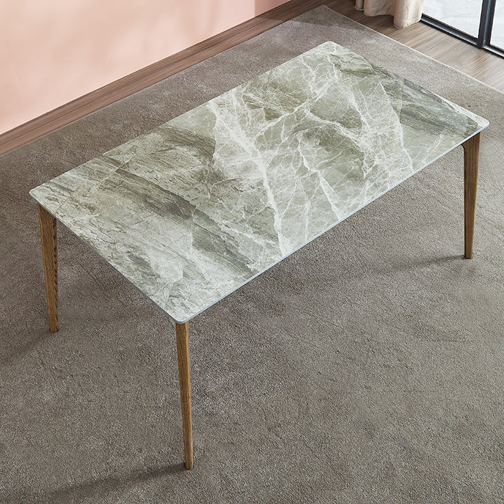 Mid-Century Modern Rectangle Dining Table Grey Sintered Stone Table with 4 Ash Solid Wood Legs Clearhalo ' dining_table' 'Dining Tables & Seating' 'Dining Tables' 'furn' 'furn_dining_table' 'Furniture' 'furniture_dining_table' 'Kitchen & Dining Furniture' 'kitchen&dining_furn' 'kitchen' 'kitchen_dining_table' 4271081