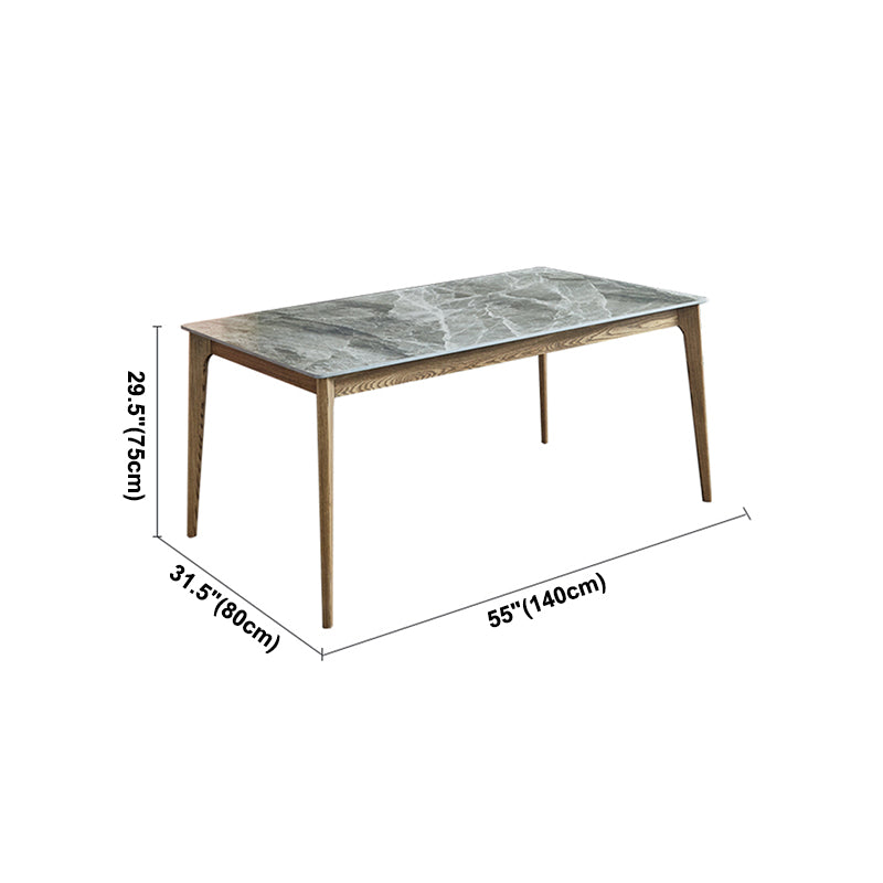 Mid-Century Modern Rectangle Dining Table Grey Sintered Stone Table with 4 Ash Solid Wood Legs Clearhalo ' dining_table' 'Dining Tables & Seating' 'Dining Tables' 'furn' 'furn_dining_table' 'Furniture' 'furniture_dining_table' 'Kitchen & Dining Furniture' 'kitchen&dining_furn' 'kitchen' 'kitchen_dining_table' 4271082