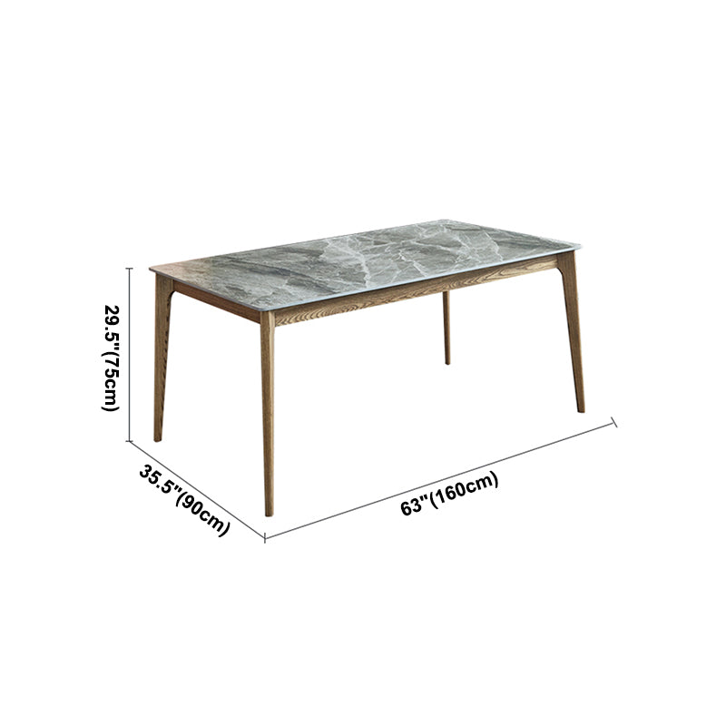 Mid-Century Modern Rectangle Dining Table Grey Sintered Stone Table with 4 Ash Solid Wood Legs Clearhalo ' dining_table' 'Dining Tables & Seating' 'Dining Tables' 'furn' 'furn_dining_table' 'Furniture' 'furniture_dining_table' 'Kitchen & Dining Furniture' 'kitchen&dining_furn' 'kitchen' 'kitchen_dining_table' 4271083