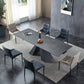 Industrial Sintered Stone Dining Table Rectangle Black Table with Pedestal Base Clearhalo ' dining_table' 'Dining Tables & Seating' 'Dining Tables' 'furn' 'furn_dining_table' 'Furniture' 'furniture_dining_table' 'Kitchen & Dining Furniture' 'kitchen&dining_furn' 'kitchen' 'kitchen_dining_table' 4271095