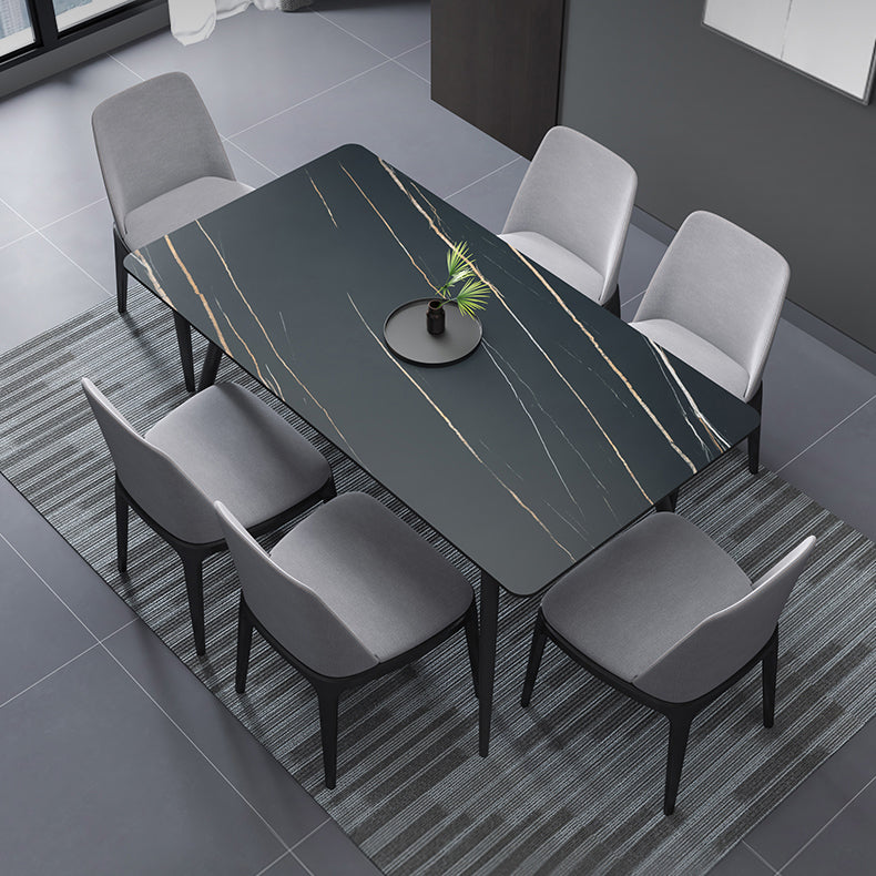 Rectangle Dining Table Industrial Style 4 Legs Base Sintered Stone Table for Home Black Gold Without Chairs Clearhalo ' dining_table' 'Dining Tables & Seating' 'Dining Tables' 'furn' 'furn_dining_table' 'Furniture' 'furniture_dining_table' 'Kitchen & Dining Furniture' 'kitchen&dining_furn' 'kitchen' 'kitchen_dining_table' 4271108