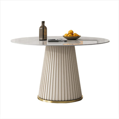 Traditional Luxury Dining Table Round White Sintered Stone Table with Pedestal Base Without Chairs Clearhalo ' dining_table' 'Dining Tables & Seating' 'Dining Tables' 'furn' 'furn_dining_table' 'Furniture' 'furniture_dining_table' 'Kitchen & Dining Furniture' 'kitchen&dining_furn' 'kitchen' 'kitchen_dining_table' 4271126
