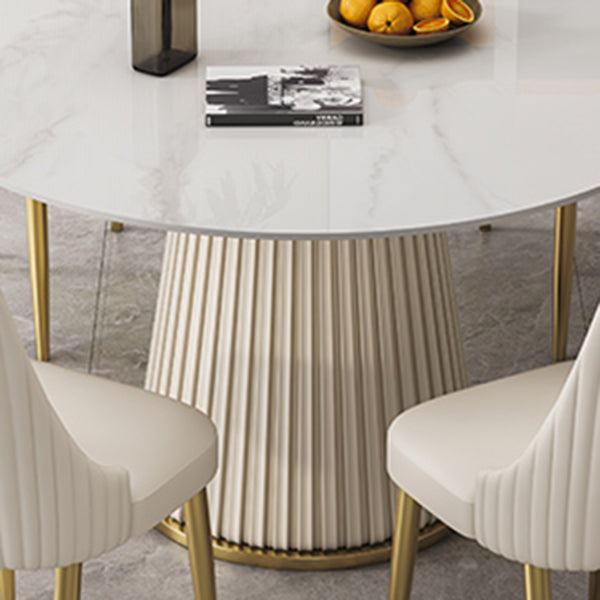Traditional Luxury Dining Table Round White Sintered Stone Table with Pedestal Base Clearhalo ' dining_table' 'Dining Tables & Seating' 'Dining Tables' 'furn' 'furn_dining_table' 'Furniture' 'furniture_dining_table' 'Kitchen & Dining Furniture' 'kitchen&dining_furn' 'kitchen' 'kitchen_dining_table' 4271128
