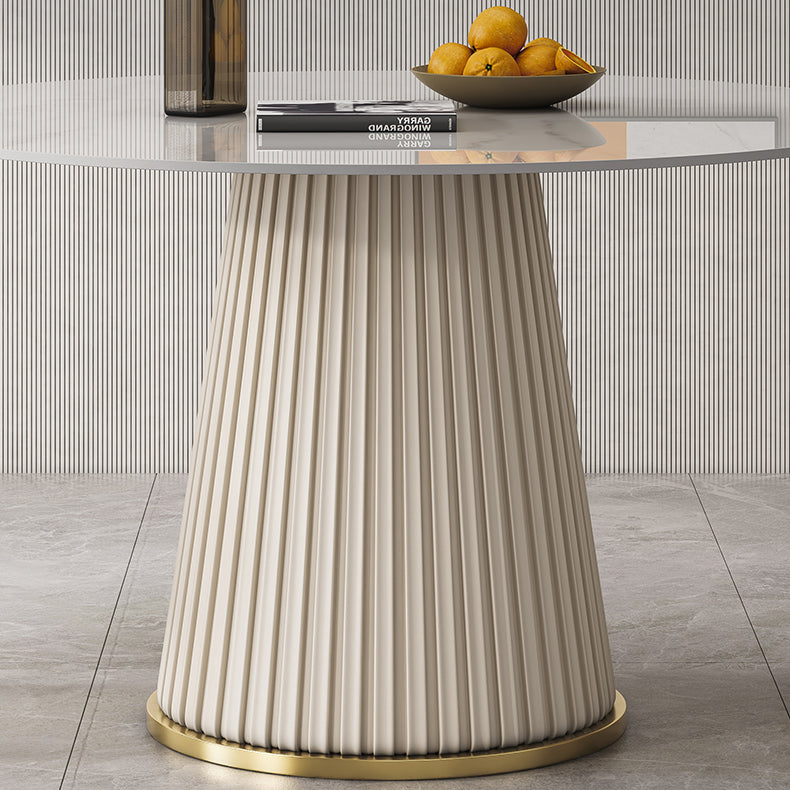 Traditional Luxury Dining Table Round White Sintered Stone Table with Pedestal Base Clearhalo ' dining_table' 'Dining Tables & Seating' 'Dining Tables' 'furn' 'furn_dining_table' 'Furniture' 'furniture_dining_table' 'Kitchen & Dining Furniture' 'kitchen&dining_furn' 'kitchen' 'kitchen_dining_table' 4271129