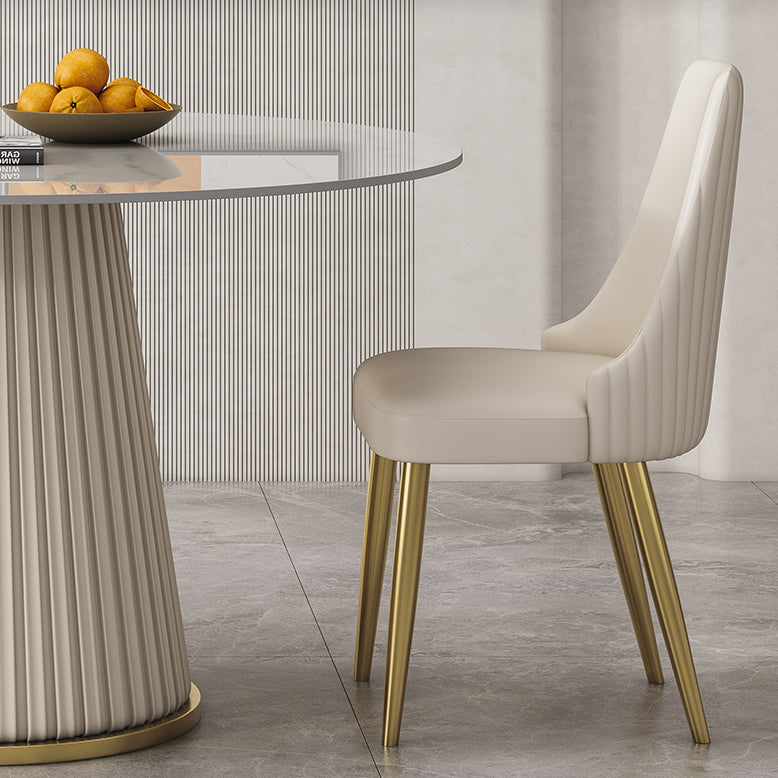 Traditional Luxury Dining Table Round White Sintered Stone Table with Pedestal Base Clearhalo ' dining_table' 'Dining Tables & Seating' 'Dining Tables' 'furn' 'furn_dining_table' 'Furniture' 'furniture_dining_table' 'Kitchen & Dining Furniture' 'kitchen&dining_furn' 'kitchen' 'kitchen_dining_table' 4271130