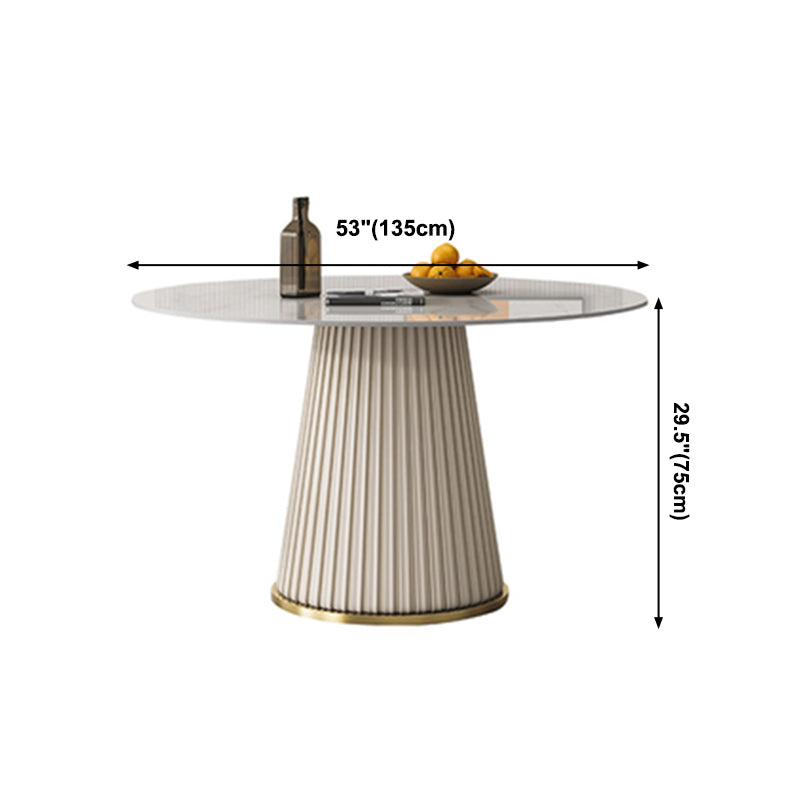 Traditional Luxury Dining Table Round White Sintered Stone Table with Pedestal Base Clearhalo ' dining_table' 'Dining Tables & Seating' 'Dining Tables' 'furn' 'furn_dining_table' 'Furniture' 'furniture_dining_table' 'Kitchen & Dining Furniture' 'kitchen&dining_furn' 'kitchen' 'kitchen_dining_table' 4271135