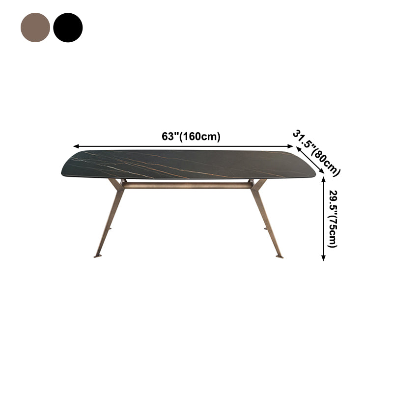 Industrial Sintered Stone Dining Table Rectangle Black Top Table with Metal Base Clearhalo ' dining_table' 'Dining Tables & Seating' 'Dining Tables' 'Furniture' 'furniture_dining_table' 'Kitchen & Dining Furniture' 'kitchen&dining_furn' 'kitchen' 'kitchen_dining_table' 4271161