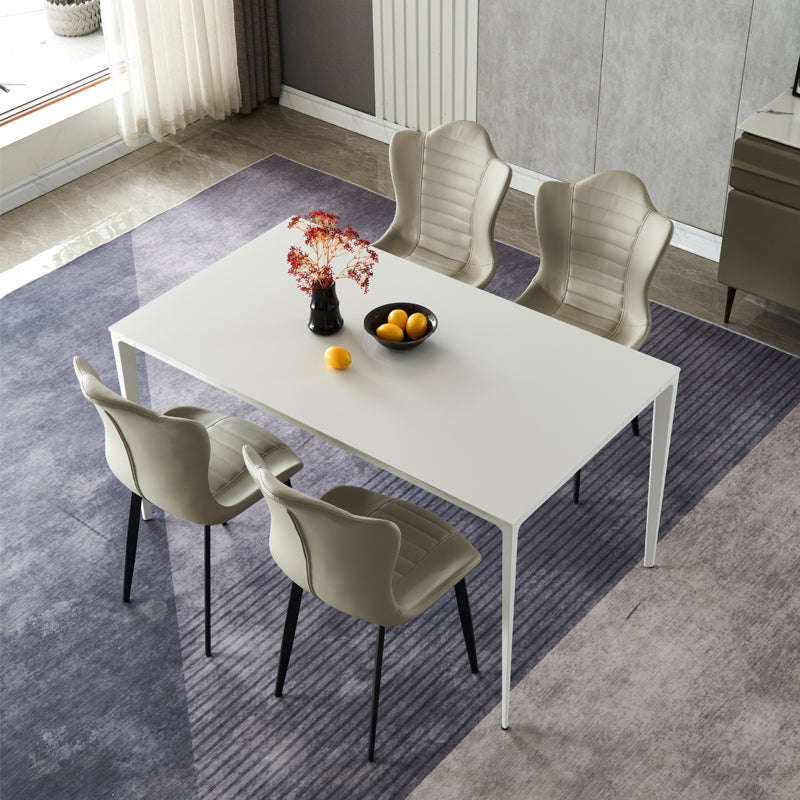Sintered Stone Dining Table Industrial Style 4 Legs Metallic Base Rectangle Table Clearhalo ' dining_table' 'Dining Tables & Seating' 'Dining Tables' 'Furniture' 'furniture_dining_table' 'Kitchen & Dining Furniture' 'kitchen&dining_furn' 'kitchen' 'kitchen_dining_table' 4271162