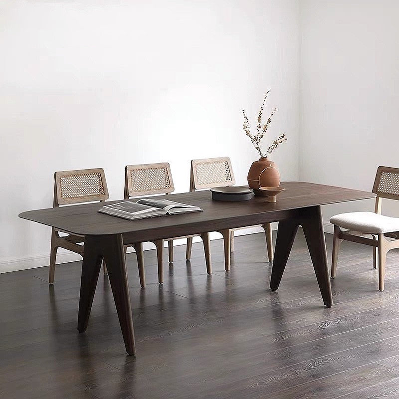 Solid Wood Contemporary Rectangular Table Brown Wood Top Table with 4 Legs Clearhalo ' dining_table' 'Dining Tables & Seating' 'Dining Tables' 'furn' 'furn_dining_table' 'Furniture' 'furniture_dining_table' 'Kitchen & Dining Furniture' 'kitchen&dining_furn' 'kitchen' 'kitchen_dining_table' 4271176