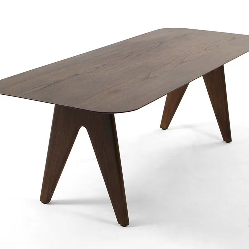Solid Wood Contemporary Rectangular Table Brown Wood Top Table with 4 Legs Clearhalo ' dining_table' 'Dining Tables & Seating' 'Dining Tables' 'furn' 'furn_dining_table' 'Furniture' 'furniture_dining_table' 'Kitchen & Dining Furniture' 'kitchen&dining_furn' 'kitchen' 'kitchen_dining_table' 4271179
