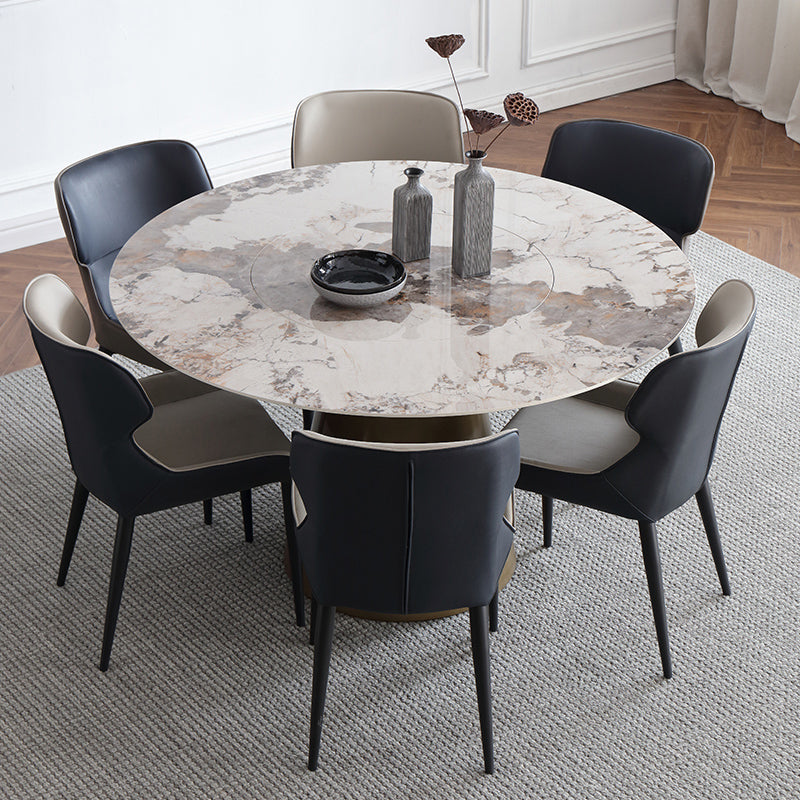 Sintered Stone Top Round Table for Restaurant Modern Dining Table with Metal Pedestal Clearhalo ' dining_table' 'Dining Tables & Seating' 'Dining Tables' 'furn' 'furn_dining_table' 'Furniture' 'furniture_dining_table' 'Kitchen & Dining Furniture' 'kitchen&dining_furn' 'kitchen' 'kitchen_dining_table' 4271192