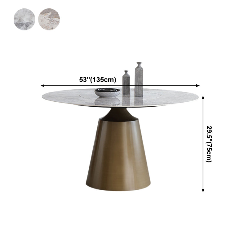 Sintered Stone Top Round Table for Restaurant Modern Dining Table with Metal Pedestal Clearhalo ' dining_table' 'Dining Tables & Seating' 'Dining Tables' 'furn' 'furn_dining_table' 'Furniture' 'furniture_dining_table' 'Kitchen & Dining Furniture' 'kitchen&dining_furn' 'kitchen' 'kitchen_dining_table' 4271201