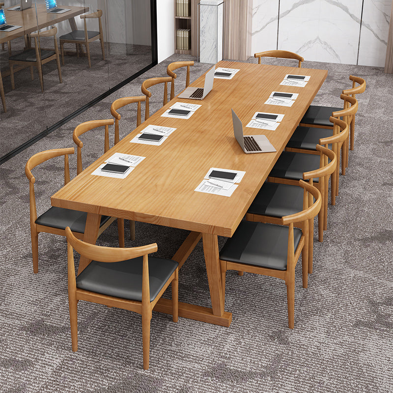 Solid Wood Contemporary Rectangular Table Wood Top Dining Table with Trestle Clearhalo ' dining_table' 'Dining Tables & Seating' 'Dining Tables' 'furn' 'furn_dining_table' 'Furniture' 'furniture_dining_table' 'Kitchen & Dining Furniture' 'kitchen&dining_furn' 'kitchen' 'kitchen_dining_table' 4271212