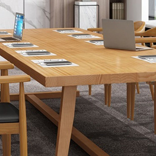 Solid Wood Contemporary Rectangular Table Wood Top Dining Table with Trestle Clearhalo ' dining_table' 'Dining Tables & Seating' 'Dining Tables' 'furn' 'furn_dining_table' 'Furniture' 'furniture_dining_table' 'Kitchen & Dining Furniture' 'kitchen&dining_furn' 'kitchen' 'kitchen_dining_table' 4271215