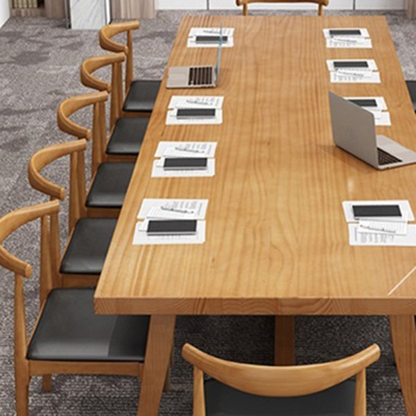 Solid Wood Contemporary Rectangular Table Wood Top Dining Table with Trestle Clearhalo ' dining_table' 'Dining Tables & Seating' 'Dining Tables' 'furn' 'furn_dining_table' 'Furniture' 'furniture_dining_table' 'Kitchen & Dining Furniture' 'kitchen&dining_furn' 'kitchen' 'kitchen_dining_table' 4271218