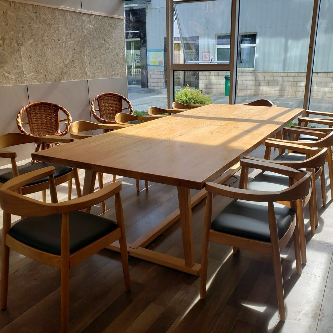 Solid Wood Contemporary Rectangular Table Wood Top Dining Table with Trestle Clearhalo ' dining_table' 'Dining Tables & Seating' 'Dining Tables' 'furn' 'furn_dining_table' 'Furniture' 'furniture_dining_table' 'Kitchen & Dining Furniture' 'kitchen&dining_furn' 'kitchen' 'kitchen_dining_table' 4271220