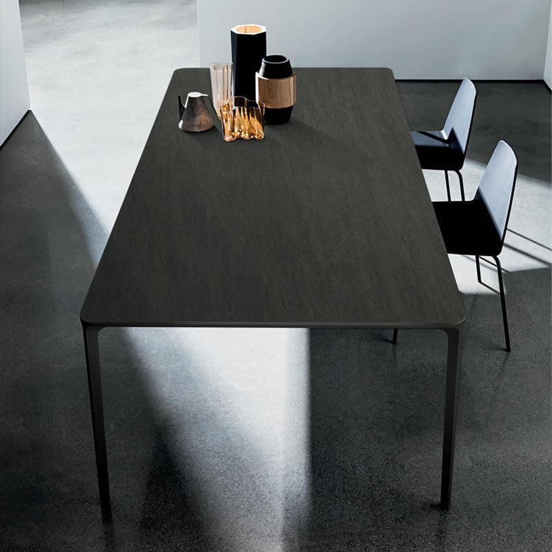 Sintered Stone Dining Table Industrial Style 4 Legs Base Rectangle Table for Home in Black Clearhalo ' dining_table' 'Dining Tables & Seating' 'Dining Tables' 'Furniture' 'furniture_dining_table' 'Kitchen & Dining Furniture' 'kitchen&dining_furn' 'kitchen' 'kitchen_dining_table' 4271232