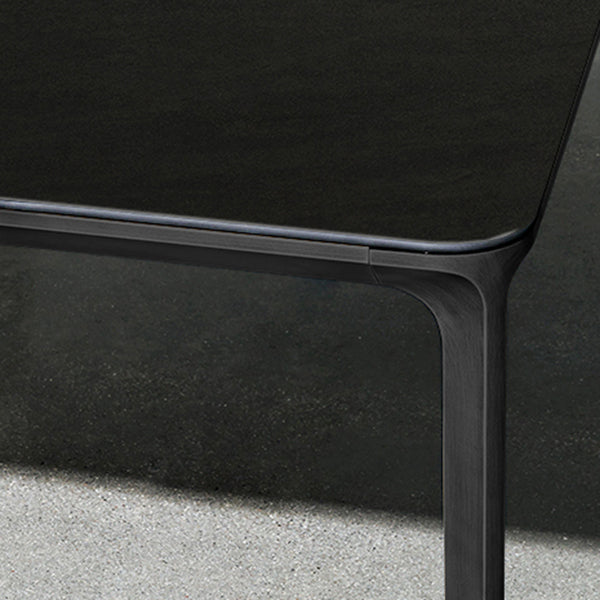 Sintered Stone Dining Table Industrial Style 4 Legs Base Rectangle Table for Home in Black Clearhalo ' dining_table' 'Dining Tables & Seating' 'Dining Tables' 'Furniture' 'furniture_dining_table' 'Kitchen & Dining Furniture' 'kitchen&dining_furn' 'kitchen' 'kitchen_dining_table' 4271237