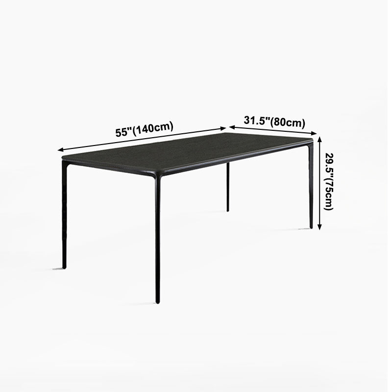 Sintered Stone Dining Table Industrial Style 4 Legs Base Rectangle Table for Home in Black Clearhalo ' dining_table' 'Dining Tables & Seating' 'Dining Tables' 'Furniture' 'furniture_dining_table' 'Kitchen & Dining Furniture' 'kitchen&dining_furn' 'kitchen' 'kitchen_dining_table' 4271242
