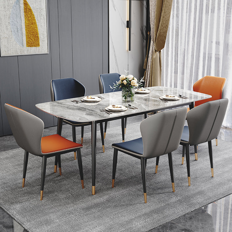 Traditional Luxury Rectangle Dining Table Grey Sintered Stone Table with 4 Legs for Dining Room Clearhalo ' dining_table' 'Dining Tables & Seating' 'Dining Tables' 'furn' 'furn_dining_table' 'Furniture' 'furniture_dining_table' 'Kitchen & Dining Furniture' 'kitchen&dining_furn' 'kitchen' 'kitchen_dining_table' 4271246