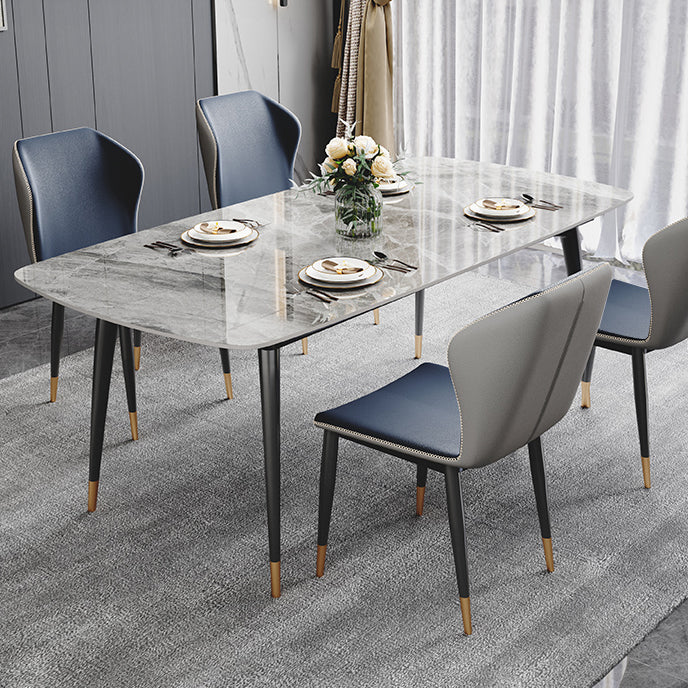 Traditional Luxury Rectangle Dining Table Grey Sintered Stone Table with 4 Legs for Dining Room Clearhalo ' dining_table' 'Dining Tables & Seating' 'Dining Tables' 'furn' 'furn_dining_table' 'Furniture' 'furniture_dining_table' 'Kitchen & Dining Furniture' 'kitchen&dining_furn' 'kitchen' 'kitchen_dining_table' 4271248