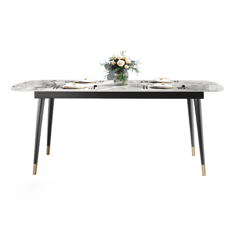 Traditional Luxury Rectangle Dining Table Grey Sintered Stone Table with 4 Legs for Dining Room Without Chairs Clearhalo ' dining_table' 'Dining Tables & Seating' 'Dining Tables' 'furn' 'furn_dining_table' 'Furniture' 'furniture_dining_table' 'Kitchen & Dining Furniture' 'kitchen&dining_furn' 'kitchen' 'kitchen_dining_table' 4271249