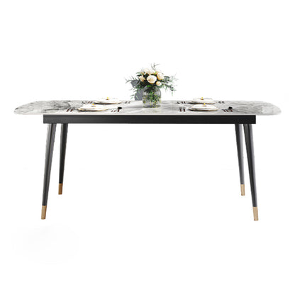 Traditional Luxury Rectangle Dining Table Grey Sintered Stone Table with 4 Legs for Dining Room Without Chairs Clearhalo ' dining_table' 'Dining Tables & Seating' 'Dining Tables' 'furn' 'furn_dining_table' 'Furniture' 'furniture_dining_table' 'Kitchen & Dining Furniture' 'kitchen&dining_furn' 'kitchen' 'kitchen_dining_table' 4271249