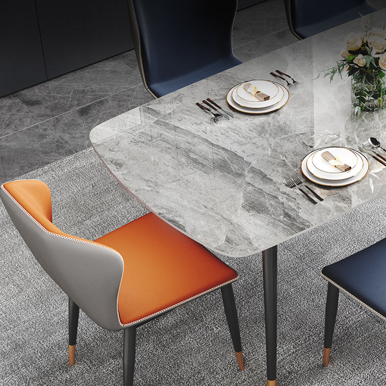 Traditional Luxury Rectangle Dining Table Grey Sintered Stone Table with 4 Legs for Dining Room Clearhalo ' dining_table' 'Dining Tables & Seating' 'Dining Tables' 'furn' 'furn_dining_table' 'Furniture' 'furniture_dining_table' 'Kitchen & Dining Furniture' 'kitchen&dining_furn' 'kitchen' 'kitchen_dining_table' 4271252