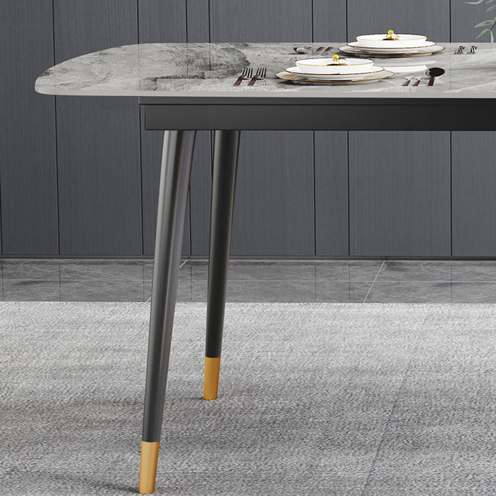 Traditional Luxury Rectangle Dining Table Grey Sintered Stone Table with 4 Legs for Dining Room Clearhalo ' dining_table' 'Dining Tables & Seating' 'Dining Tables' 'furn' 'furn_dining_table' 'Furniture' 'furniture_dining_table' 'Kitchen & Dining Furniture' 'kitchen&dining_furn' 'kitchen' 'kitchen_dining_table' 4271253