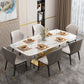 Traditional Luxury Rectangle Dining Table Sintered Stone Table with Gold Pedestal Base Clearhalo ' dining_table' 'Dining Tables & Seating' 'Dining Tables' 'furn' 'furn_dining_table' 'Furniture' 'furniture_dining_table' 'Kitchen & Dining Furniture' 'kitchen&dining_furn' 'kitchen' 'kitchen_dining_table' 4271286